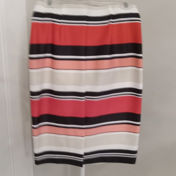 35. **2 for $6** ROZ&ALI SUNSET ORANGE PEACH BLACK STRIPE SKIRT SIZE S - Picture 3 of 3